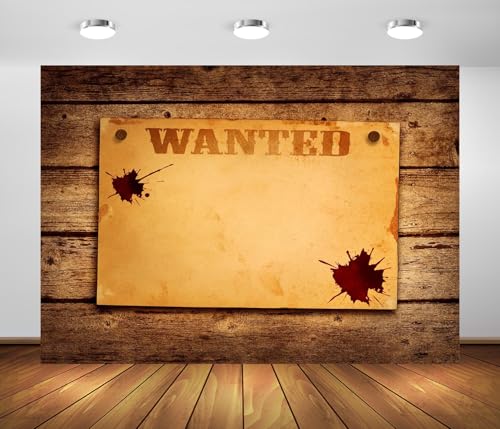 10x8ft Fabric Western Wanted Backdrop Old Wanted Paper Textures Background Wanted by Police Murder Mystery Party Decorations Cowboy Photo Studio Props - size: 10x8FT