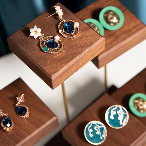 Jewelry Towers Jewelry Display Rack Earrings Square Ladder Shelf Creative Light Luxury Walnut Jewelry Rack Jewelry Display Props Jewellery Stand Display