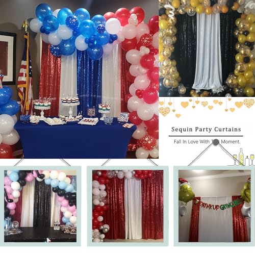 White Sequin Backdrop Curtain - 2FTx8FT 2 Panels Glitter for Parties, Wedding, Baby Shower - color: White, size: 2FTx8FT-2PCS