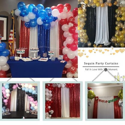 White Sequin Backdrop Curtain - 2FTx8FT 2 Panels Glitter for Parties, Wedding, Baby Shower - color: White, size: 2FTx8FT-2PCS