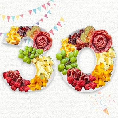 Charcuterie Cardboard Number Fillable Shaped Treat Decorative Box Anniversary Birthday Table Centerpiece (30 Style, 9inch) - size: 9inch, style: 30 Style