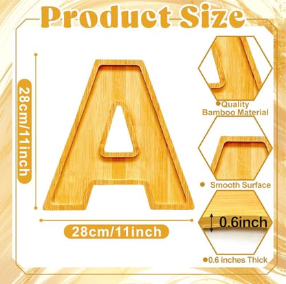 11" Wooden Letter A Platter Tray for Party Charcuterie Board Letters Serving Trays for Food Fruit Cupcake Reusable Fillable Dishes Plates for Birthday Anniversary Wedding Party Baby Shower Supplies - color: Letter a