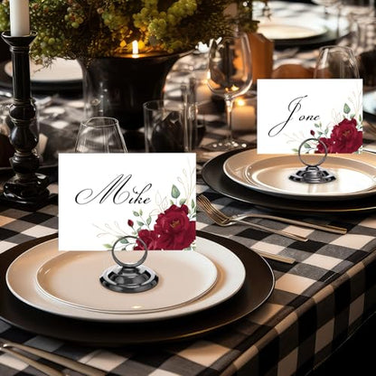 MotiMind 24 Pcs Table Number Holders-Metal Place Card Holders Table Number Stands Tabletop Sign Stands for Photos, Menu, Memo, Notes, Wedding, Restaurant, Banquet, Birthday(Gunmetal Grey) - color: Gunmetal Grey