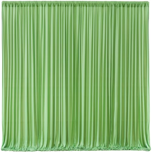 Sage Green Backdrop Curtain 4 Panels-Wrinkle-Free Green Curtains Polyester Photography Drapes for Baby Shower Birthday Party Photo Background Backdrop Stand- 16 X10FT (Sage Green) - color: Sage Green, size: W4' x H10'(4 panels)