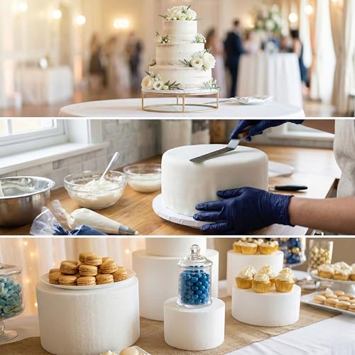 FromJennWithLove 9x2 Inch Cake Dummy – 9in Round Styrofoam Form, 2in Tall – USA-Made for Decorators, Bakers & Fake Cake Displays
