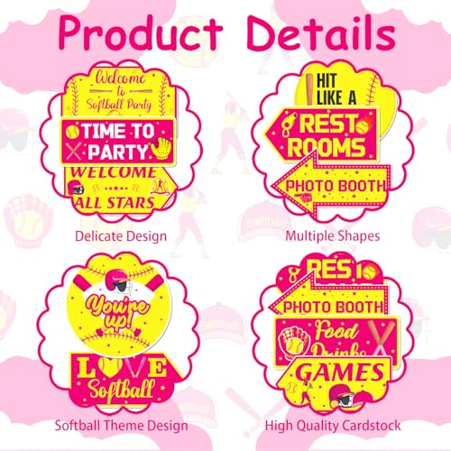 20PCS Softball Birthday Decorations Sign Softball Cutouts Yard Outdoor Wall Road Decors Directional Signs for Sports Themed Birthday Baby Shower Decors Party Supplies Photo Props - style: Softball