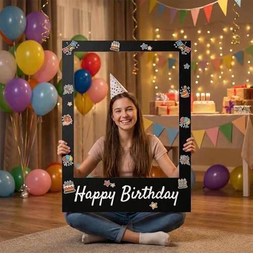 40 x 30 Inch Large Photo Booth Frame Selfie Frame,Black Blank DIY Cutout Props for Birthday,Halloween,Wedding Photo Prop,Graduation Photo Booth Picture Frame,Party Supplies