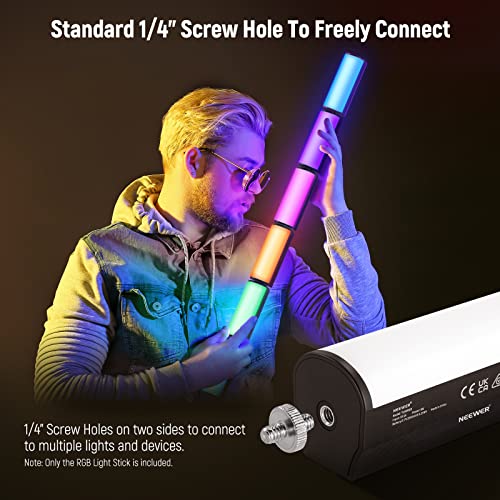 NEEWER Basic Magnetic Handheld Light Wand with Desk Tripod, 360° Full RGB Mini LED Video Tube Light Stick, 2500mAh Battery 2500-8500K Dimmable Lighting for Studio Camera Photography Recording, TL96RGB