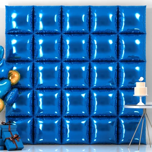 25PCS Dark Blue Square Foil Balloon Wall Backdrop Double Sided Dark Blue Square Sided Balloon Tunnel Kit for Birthday Graduation Party Wedding Anniversary and Baby Shower Decoration - color: Dark Blue