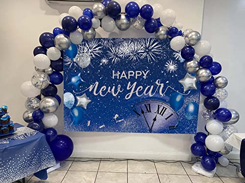 Happy New Year Backdrop 2026 Glitter Blue Fireworks New Years Eve Photography Backdrop Royal Blue Background New Years Eve Party Supplies 2026 Decor Photo Booth Props Banner Favor 7x5ft - size: 7X5FT(84x60 inch)