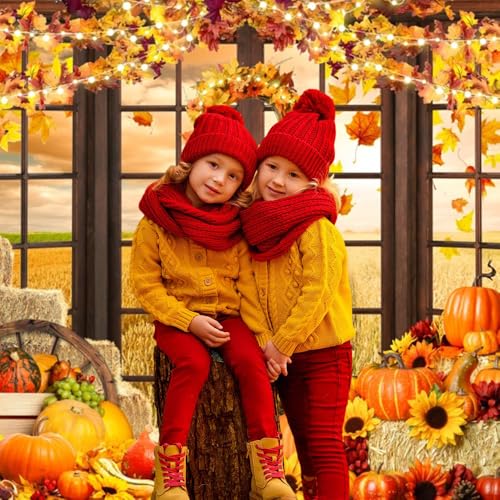 10x8ft Fall Harvest Backdrop for Photography Autumn Pumpkinl Maple Leaves Photo Backdrop Window Thanksgiving Backdrop Friendsgiving Background Decorations Photo Props - color: Fall-1