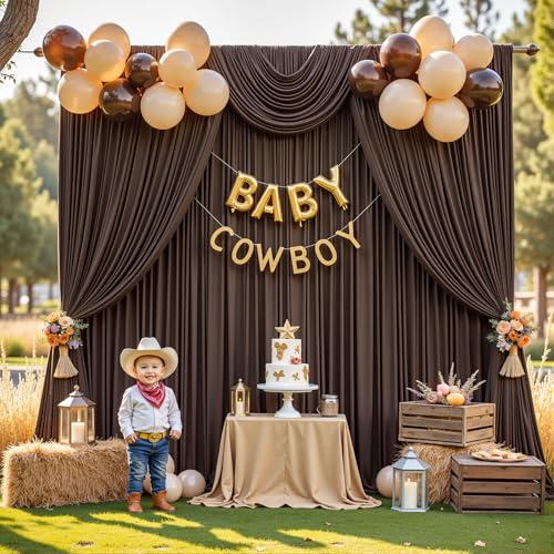 20ftx12ft Brown Backdrop Curtains for Wedding-Wrinkle Free Backdrops Curtain Drapes Fabric Decorations Photo Back Drop Cloth for Baby Shower Photography Stage Reception 4Panels 12ft(H) x 5ft(W) - color: Brown, size: W5' x H12'(4 panels)