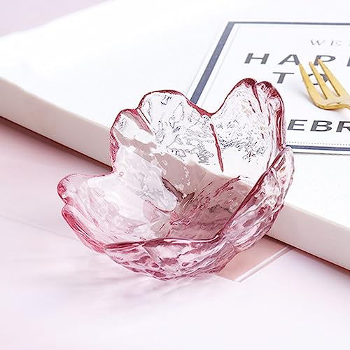 4 Pack Sakura Sauce Dishes Set, Pink Cherry Flower Crystal Glass Appetizer Plates Dipping Bowls Tasting Dishes Serving Dish Seasoning Saucers Bowl Little Bowls Ice Cream Snack Sushi Soy Condiment Dish - color: Glass Sakura