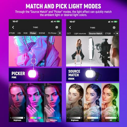 NEEWER 2 Pack 520W Equivalent RGB Softbox Lighting Kit with App Control & 9 Effects, 26W LED Bulbs CRI93+ TLCI98+, E26 Porcelain Sockets, 24" Softboxes for Studio Photography Lighting, NK800