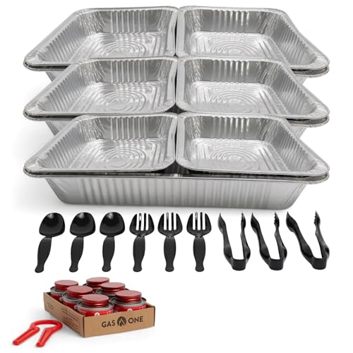 Alpha Living Large Full Size Refill Kit Disposable Chafing Buffet with - Utensils, Fuel Cans Only – Premium Chafing Dish Set for Events, Parties, Catering - size: Refill Kit (No Rack)