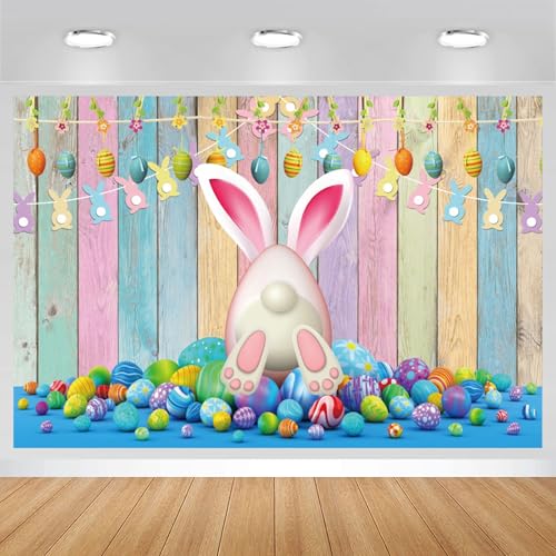 Yeele 5x3ft Easter Backdrop for Party Easter Eggs Photo Backdrop Colorful Wooden Plank Background for Photography Cartoon Celebration Party Table Banner Kids Birthday Baby Shower Wallpaper - color: 7, size: 5x3ft