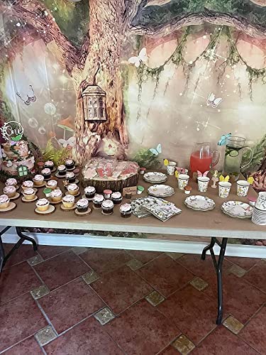 Leowefowa 10x6.5ft Enchanted Forest Birthday Backdrop Fairy Tale Forest Enchanted Garden Photography Background for Kids Birthday Baby Shower Party Photoshoot Newborn Children Cake Smash Studio Props - size: 10x6.5ft