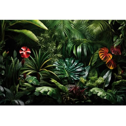 YongFoto Tropical Rainforest Jungle Backdrop 6x4ft Greenery Plant Botanical Green Leaves Photography Background Wild One Birthday Baby Shower Party Banner Room Decorations Portraits Photoshoot - color: Style 1, size: 6ftx4ft