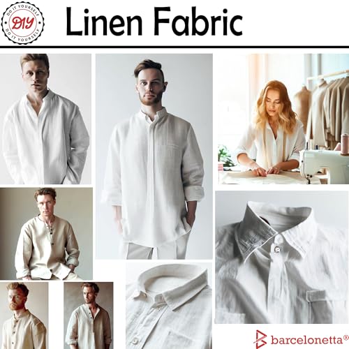 Barcelonetta | Linen Fabric | Natural Linen Cloth | Embroidery, Sewing | Soft, Breathable | 55" Wide | 70% Linen, 30% Rayon | Hemp, Jute, Needlework, Lining (Sand, 1 Yard) - color: Sand, size: 1 Yard