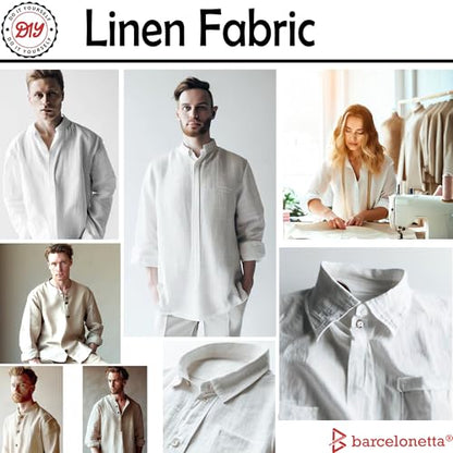 Barcelonetta | Linen Fabric | Natural Linen Cloth | Embroidery, Sewing | Soft, Breathable | 55" Wide | 70% Linen, 30% Rayon | Hemp, Jute, Needlework, Lining (Sand, 2 Yard) - color: Sand, size: 2 Yard