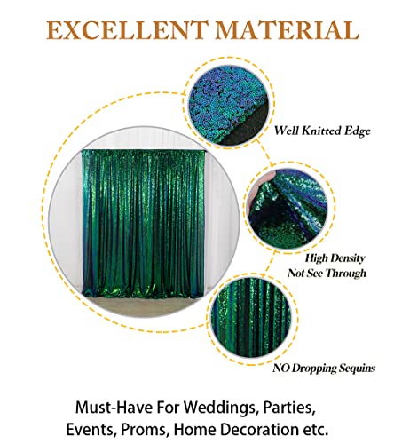 ShinyBeauty Iridescent Green Sequin Backdrop 7FTx7FT - Photo Booth Curtain for Wedding, Baby Party, Birthday - Glitter Fabric - color: Iridescent Green, size: 7FTx7FT