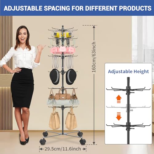 Retail Display Stand 7 Layer - Alloy Steel Jewelry Display for Vendors - 360°Rotating Display Stand for Jewelry, Key Chain, Cotton Candy