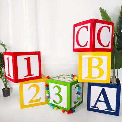 Party Decor Boxes，6 Packs 30cm ABC 123 Letters Paper Boxes Set，Back to School Party Photo Props
