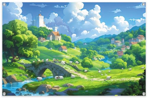 6x3.6ft Fabric Emerald VBS 2026 Decorations Spring Backdrop Summer Garden Grass Countryside Photography Background Students Improve Imagination Exploring The World Outdoor Camping Props - color: Blue, size: 6x3.6ft