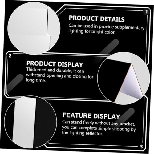 BESPORTBLE Thick Folding Reflective Photography Background Board with Black White Surfaces for Tabletop and Studio Lighting Control, Portable Photo Reflector for Filming and Outdoor Use