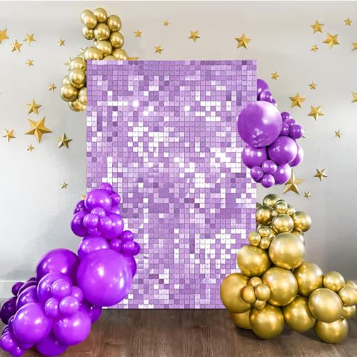 Light Purple Shimmer Wall Backdrop Panels Shiny Backdrop for Party 3FTx4FT Bling Photo Background for Birthday Anniversary Engagement Balloons Decoration - color: Light Purple, size: 3ftx4ft