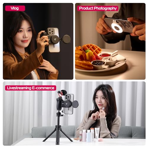 ULANZI LM19 Magnetic Selfie Light, LED Phone Ring Light for iPhone MagSafe, CRI95+ 2500K-8500K Portable Magnetic Phone Fill Lights for Selfies TikTok Video Call Makeup Photography YouTube Vlog - Black - color: Black
