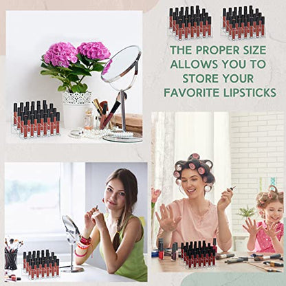 Macarrie 4 Pieces Lipstick Holder Organizer 24 Slot Acrylic Lipstick Makeup Organizer Case Display Stand Storage Box for Lipsticks Lipgloss Brushes Cosmetics - size: 24 Slot