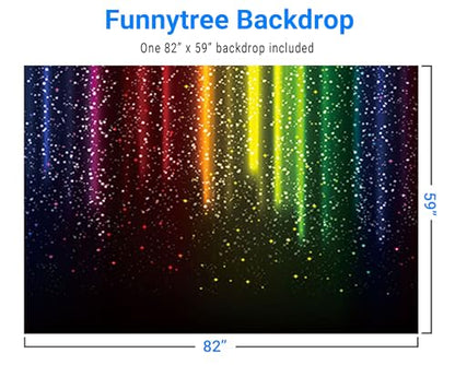 Funnytree 7x5FT Let's Glow Party Photography Backdrop for Music Dance Disco Decor Rainbow Neon Splatter Pride Month LGBT Background Photo Booth Prop Cake Table Decor