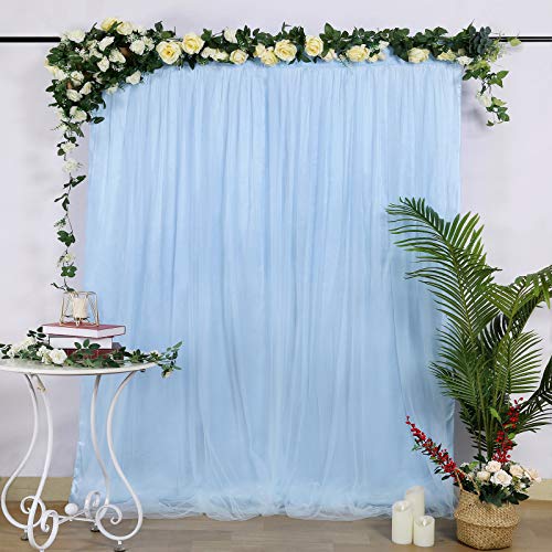 Wedding Tulle Backdrop Curtains 5ftx7ft Baby Blue Stage Backdrop Fabric Dessert Table Background Photography Decorations - color: Baby Blue