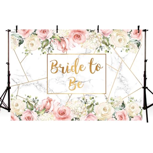 MEHOFOND Bride to Be Marble Backdrop Bridal Shower Miss to Mrs Wedding Party Supplies White Blush Pink Floral Photobooth Girls Bachelorette Engagement Photography Background Banner 10x7ft - size: 10x7ft