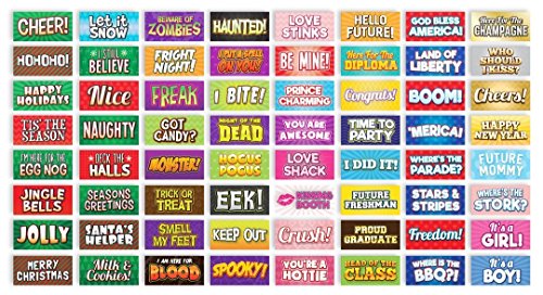 KING PROPS Multicolor Photo Booth Holiday Props 64 Pack, Unique Durable Plastic Beautiful Fun Signs Photo Booth Business and Holiday Occasions, Waterproof Perfect for Valentines, Wedding, Birthday Set