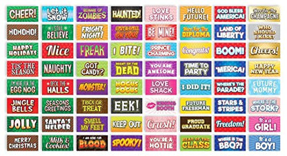 KING PROPS Multicolor Photo Booth Holiday Props 64 Pack, Unique Durable Plastic Beautiful Fun Signs Photo Booth Business and Holiday Occasions, Waterproof Perfect for Valentines, Wedding, Birthday Set