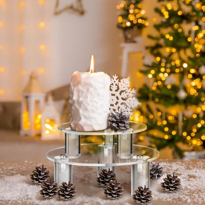 Lineshading 3 Pcs Round Acrylic Display Riser Clear Round Stands Clear Pedestal Riser Board for Cake Plant Dessert Jewelry Collectible Cupcake Figure Wedding Birthday Party Decor(6'',8'',10'') - size: 6'',8'',10''
