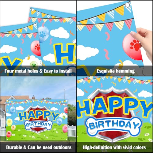 5x3ft Cartoon Dog Theme Backdrop Cartoon Photography Background Kids Boys Girls Birthday Party Decorations Photo Booth Banner Props - color: Red-Dog