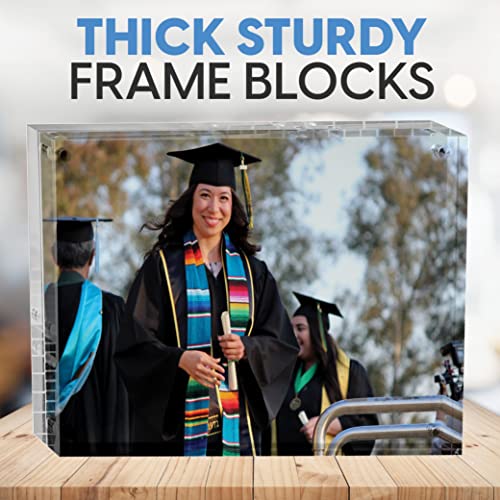 Mammoth 5x7 Picture Frame - Frameless, Thick Acrylic Magnetic Picture Frame Design - Lucite Picture Frames 5x7 Holders for Portraits, Art Prints, and Memorable Events (5 Pack) - size: 5x7 Frame (5 Pack)