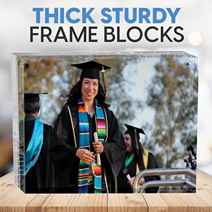 Mammoth 5x7 Picture Frame - Frameless, Thick Acrylic Magnetic Picture Frame Design - Lucite Picture Frames 5x7 Holders for Portraits, Art Prints, and Memorable Events (5 Pack) - size: 5x7 Frame (5 Pack)