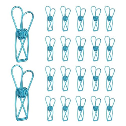 PATIKIL 50Pcs Paper Office Binder Clips, 1.26" Small Metal Wire Hollow Out Paper Clamps Long Tail Binder Clips for Photo Clothes Hanging Office Home Kitchen Food Package, Blue - color: Blue