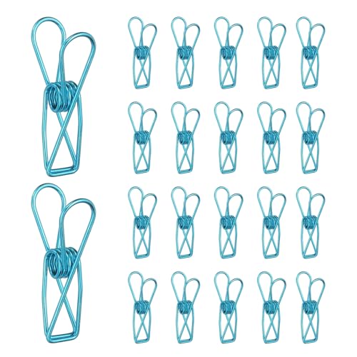 PATIKIL 50Pcs Paper Office Binder Clips, 1.26" Small Metal Wire Hollow Out Paper Clamps Long Tail Binder Clips for Photo Clothes Hanging Office Home Kitchen Food Package, Blue - color: Blue