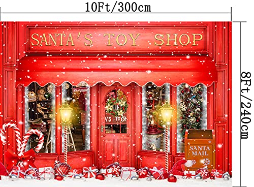 Red Christmas Photo Backdrop Santa's Toy Shop Candy Cane in Snow World Xmas Family Holiday Party Banner Photography Background Supplies Decor Studio Prop PGT673C 10x8ft - size: 10'X8'
