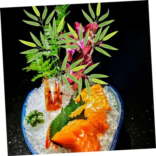 10pcs Bamboo Leaf Decor for Sushi Serving Plate Japanese Food Decoration for Sashimi Display Elegant and Practical Sushi Tray Leaf Embellishments