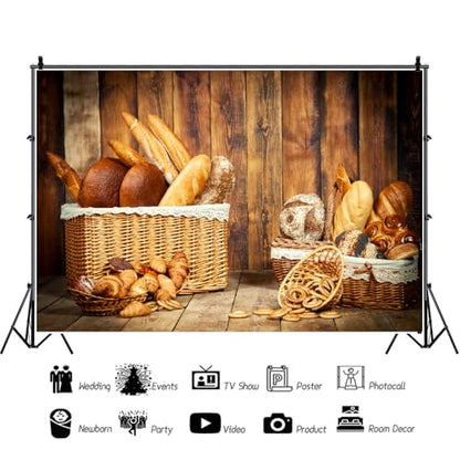 5x3ft Baking Backdrop Bakery Theme Photography Background for Birthday Portrait Baby Chef Cooking Photoshoot Banner - size: 5x3FT