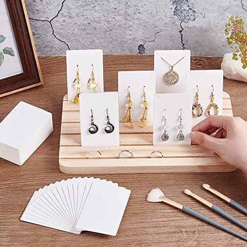 NBEADS Wood Earring Display Stands, 6 Slots Jewelry Earring Ring Display Holder Wood Earring Business Card Holder Display with 100 Pcs Jewelry Display Cards for Home Retail Store, 6.57x10.9 - color: 6 Slots Wooden 6.57x10.9"