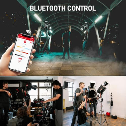 GVM 1200W LED Video Light, 1200B AIO Film Lighting Kit, 42800lux/3m Photography Lighting kit with DMX Control, Continuous Output Video Lighting for TV Productions, Live Broadcasts - size: 1200BAIO