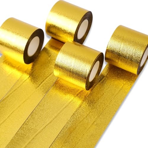 PartyWoo Gold Foil Crepe Paper Streamers 4pcs 328ft Pack of Metallic Gold Foil Crepe Paper for Wedding Birthday Baby Shower Bridal Shower Engagement New Year Eve Graduation Party Decorations - color: Gold-9699