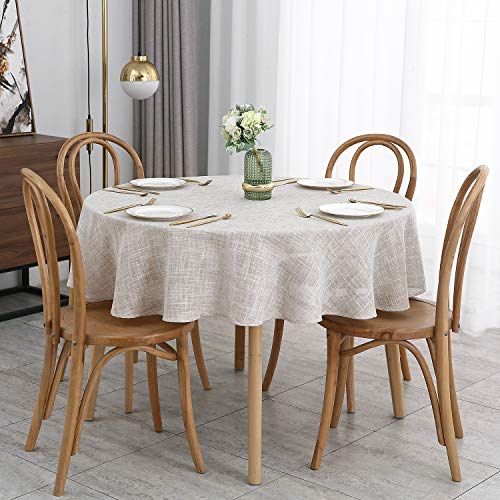maxmill Flaxy Faux Linen Tablecloth with 2-Tone Slubby Texture Wrinkle Resistant Anti-Shrink Soft Table Cloth for Kitchen Dining Restaurant Tabletop for Event Holiday Dinner Round 70 Inch Linen - color: Flaxy Linen, size: 70" (Round)